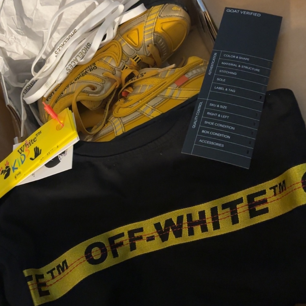 Off white shoes and shirt